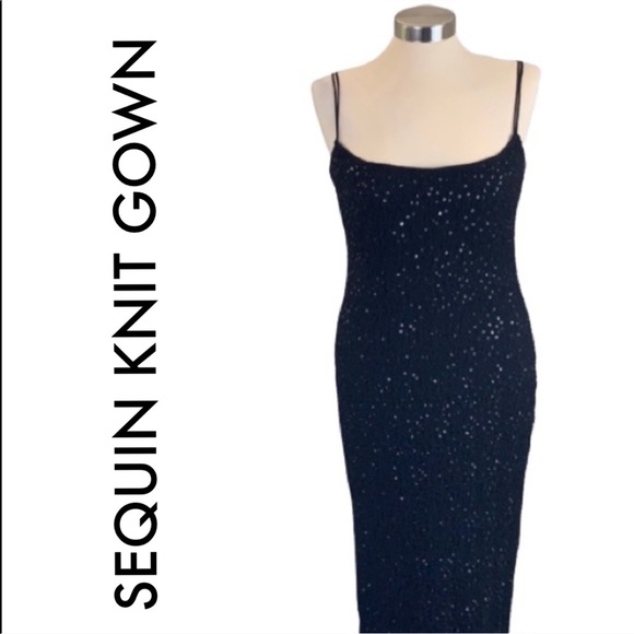 Dresses & Skirts - 👑 BLACK STRETCH SEQUIN & KNIT EVENING GOWN /DRESS